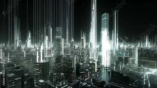 Minimalist Black and White Geometric City