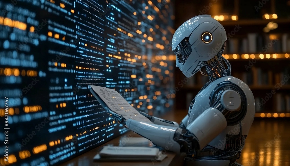 Artificial Intelligence in Document Analysis, portraying machine learning algorithms extracting data from unstructured documents, the role of artificial intelligence in document analysis, Data Extract