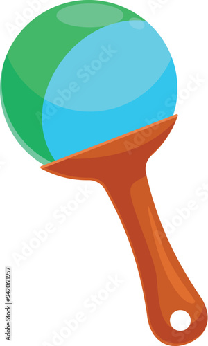 Colorful baby rattle making a noise, perfect for illustrating parenting, childhood, or toys