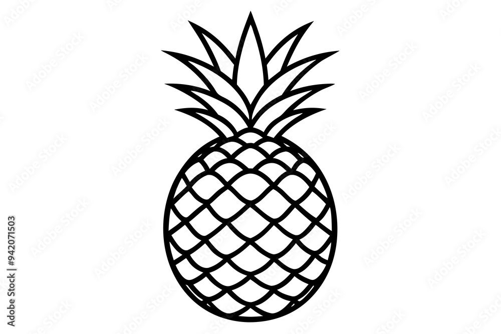 Fototapeta premium Pineapple fruit covered with leaves on a white background