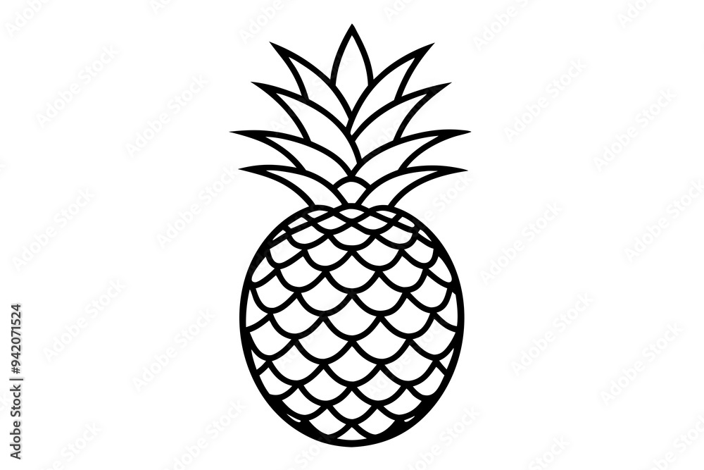 Pineapple fruit covered with leaves on a white background Pineapple fruit covered with leaves on a white background