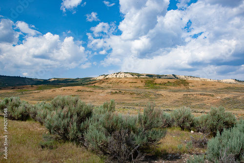 Wallpaper Mural Dynamic Lake, a stunning landscape feature in Fossil Butte National Monument, Wyoming, showcases the geological splendor and natural beauty of the National Park Service offerings. Torontodigital.ca