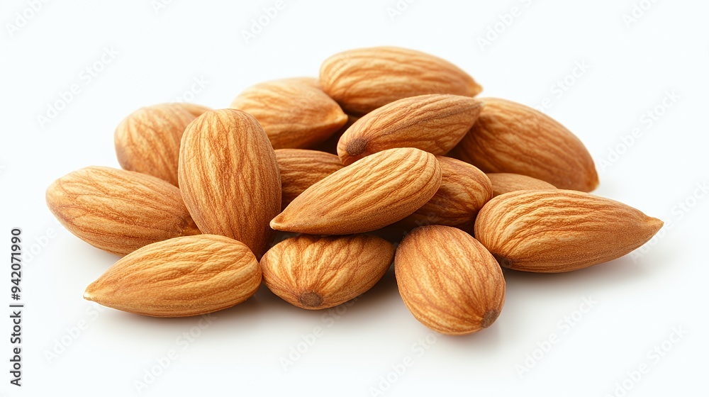 A pile of almonds showcasing their textured shells.