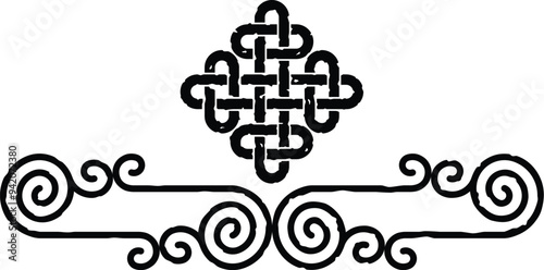 Celtic Curved Spiral Lines Border, Header, Footer - Braid Knot