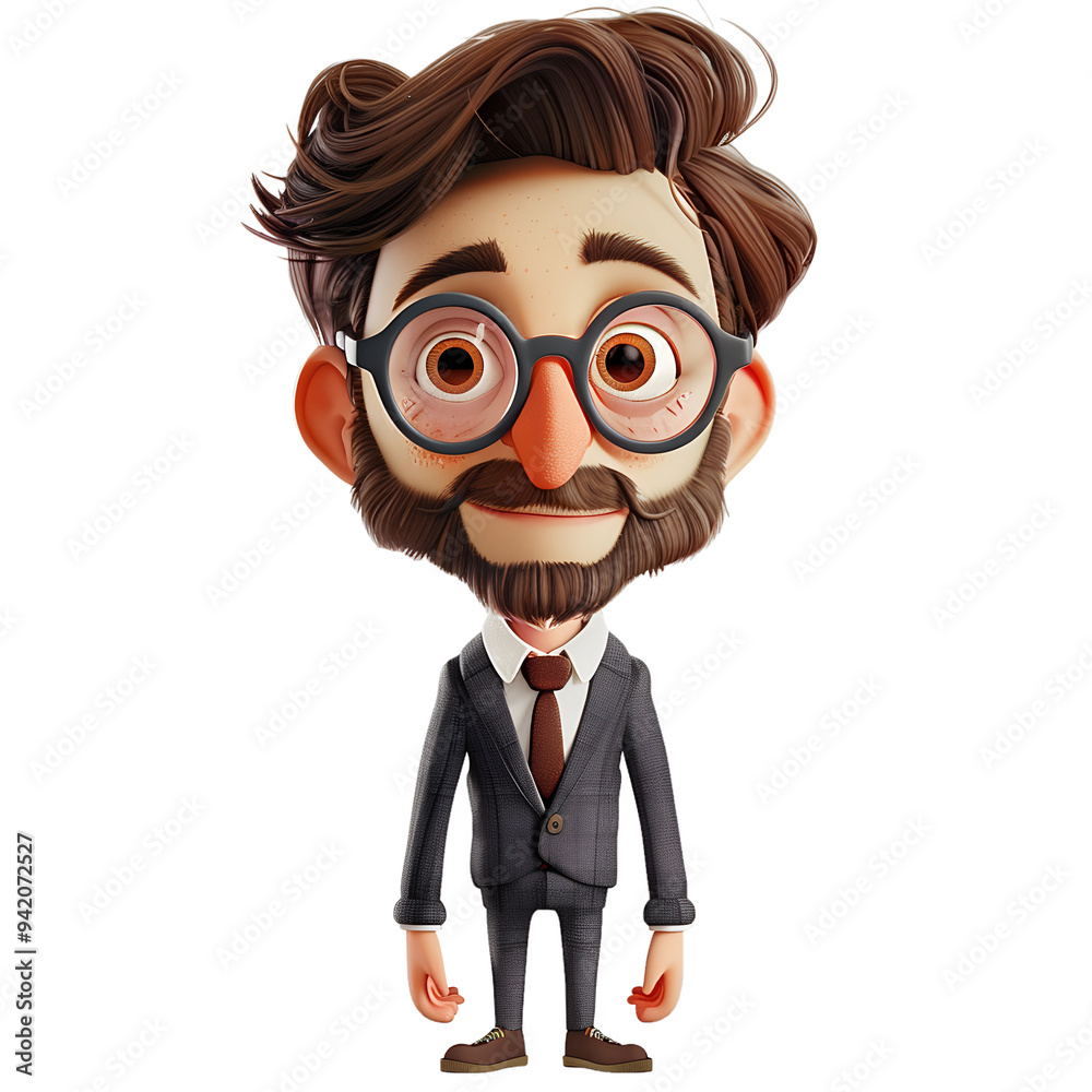 3D man cartoon character official look with suit and tie 3D man cartoon character official look with suit and tie