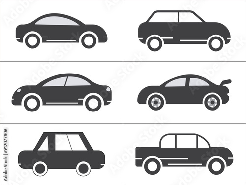 Unique car icon set, Automobile vector