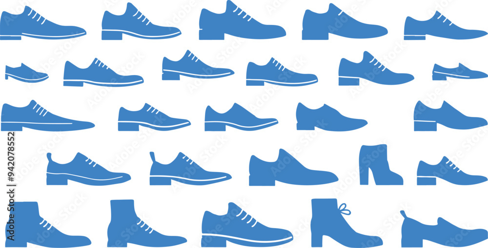 Set of shoes silhouette isolated on white background Set of shoes silhouette isolated on white background