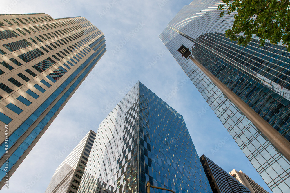 Modern business center buildings view, financial success concept Modern business center buildings view, financial success concept