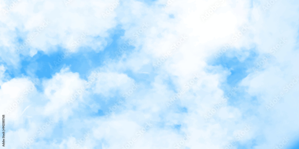 Brush-painted blurred and grainy paint aquarelle Abstract light sky blue watercolor background, Beautiful sky texture view of white clouds in the blue sky. Brush-painted blurred and grainy paint aquarelle Abstract light sky blue watercolor background, Beautiful sky texture view of white clouds in the blue sky.