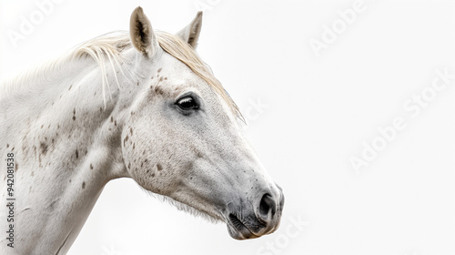 horse isolated on white, portrait of white horse