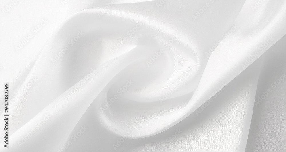 A smooth white satin fabric background with a soft and elegant texture, ideal for stylish presentations.