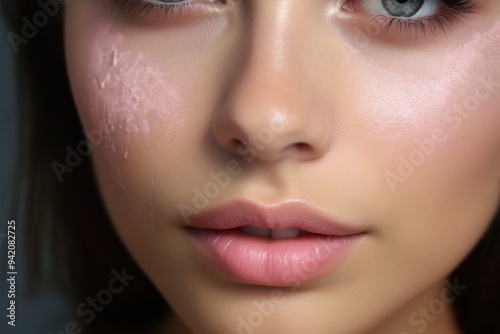 Young girl face. Natural makeup with perfect skin. Beautiful woman portrait. Concept of youth and beauty