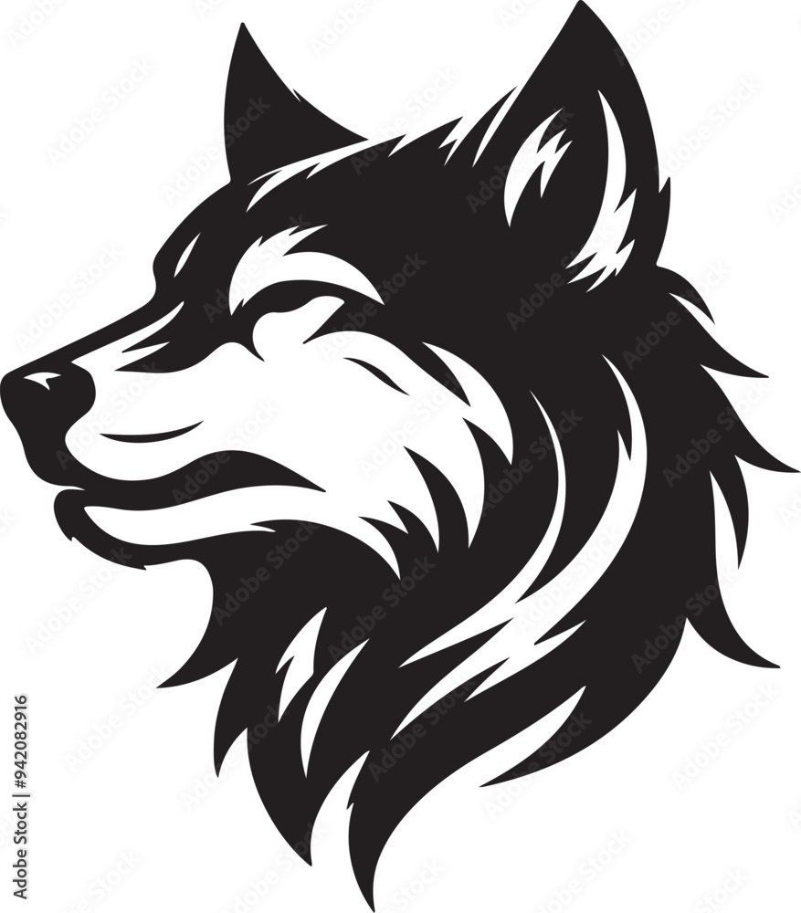 Wolf silhouette vector style with White Background
Wolf silhouette vector style with White Background