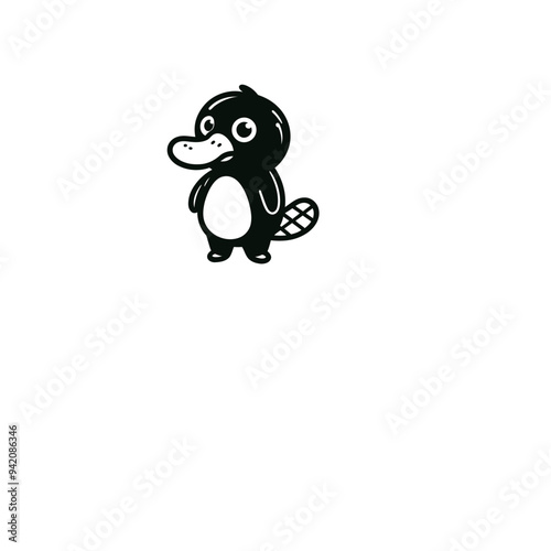 Creative and Whimsical Platypus Line Drawing Doodle Art with Fine Detail and Minimalistic Style, Great for Home Decor, Graphic Design, and Art Prints