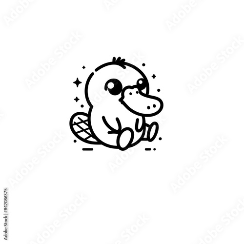 Creative and Whimsical Platypus Line Drawing Doodle Art with Fine Detail and Minimalistic Style, Great for Home Decor, Graphic Design, and Art Prints