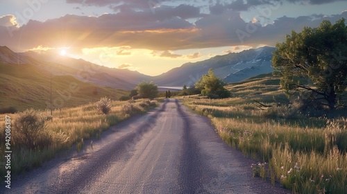 empty asphalt road at sunset road trip adventure