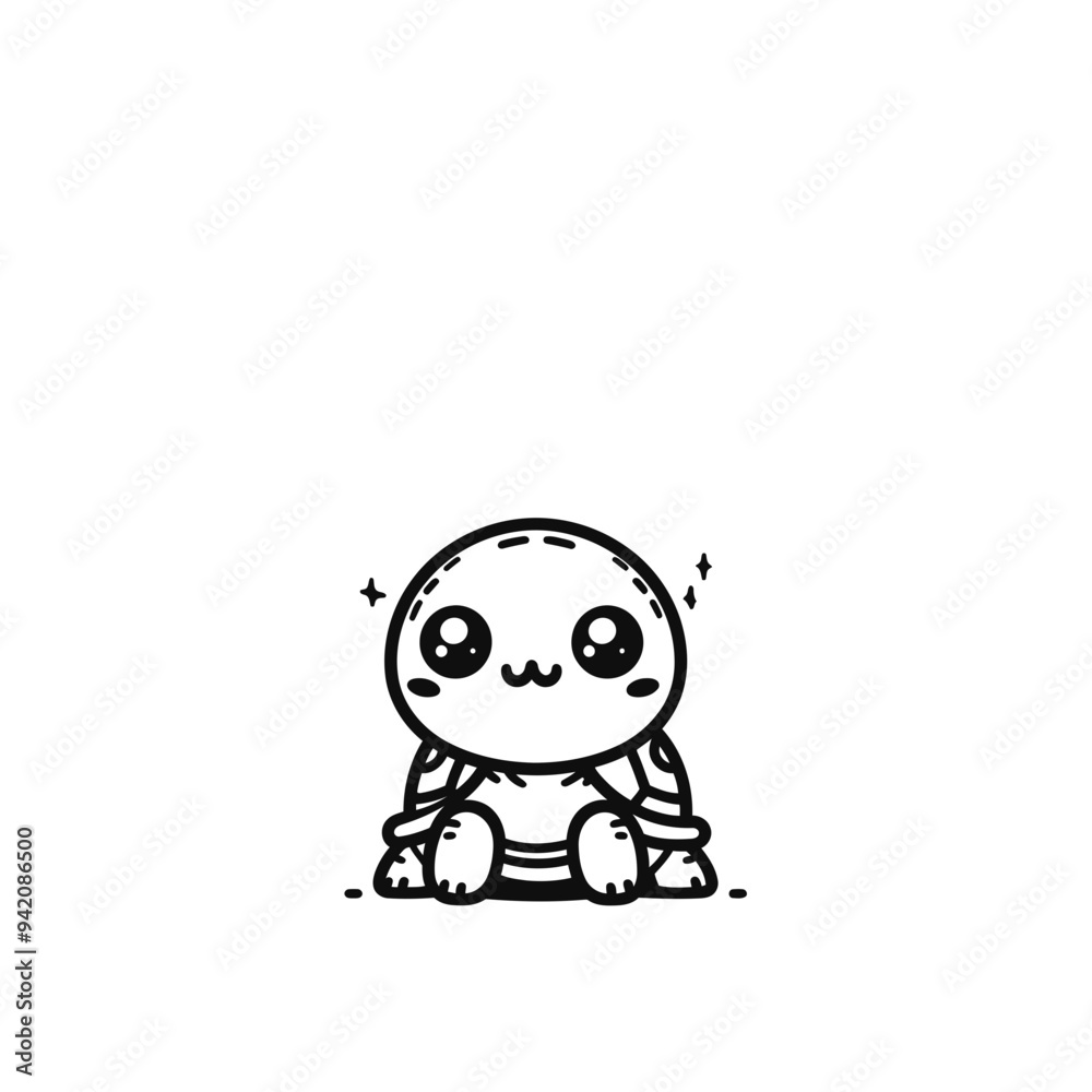 Fototapeta premium Artistic Black and White Tortoise Line Drawing with Doodle Art Elements, Suitable for Contemporary Home Decor, Fashion Design, and Creative Illustration