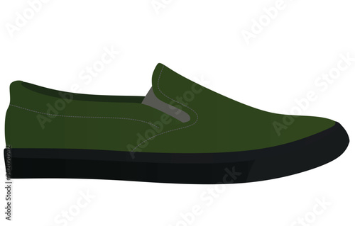 Green loafer shoes. vector illustration