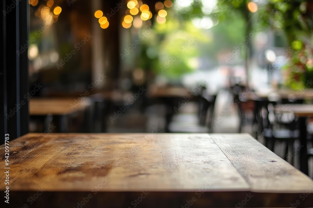 Empty table in blur cafe background with generative ai Empty table in blur cafe background with generative ai