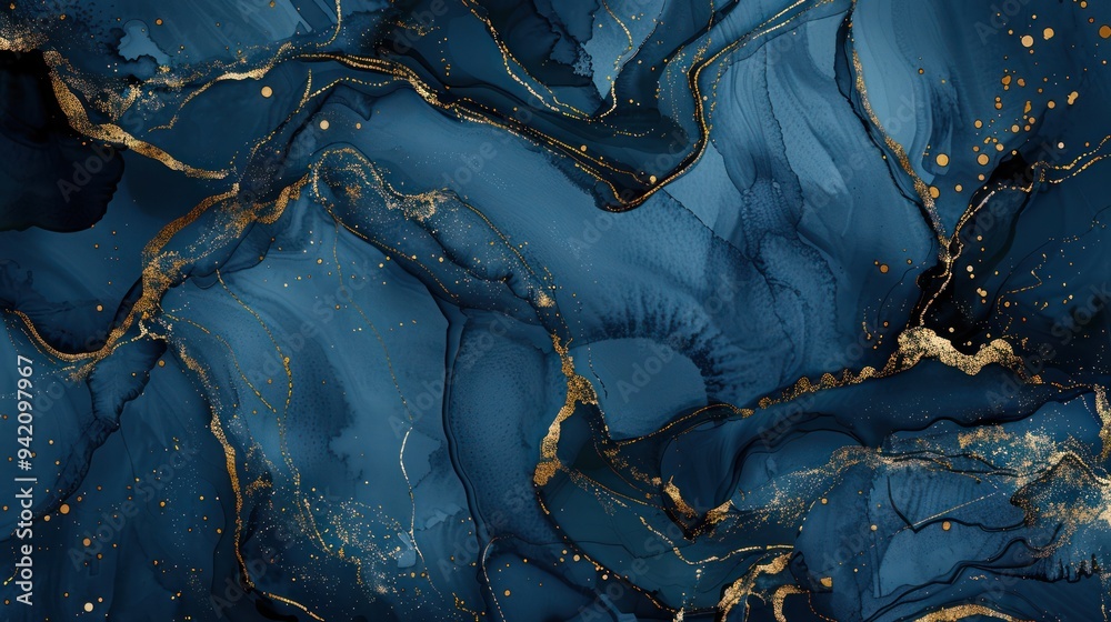 Fototapeta premium Abstract Blue and Gold Marble Texture