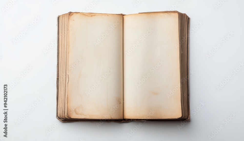 Naklejka premium An open book with blank pages on a white background