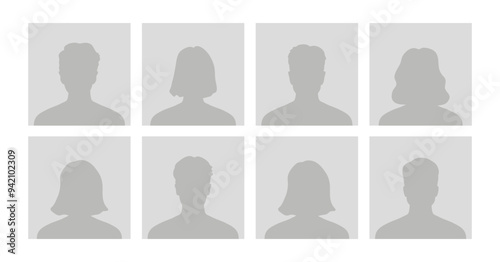 Default avatar profile icon. Gray placeholder. Man and woman
