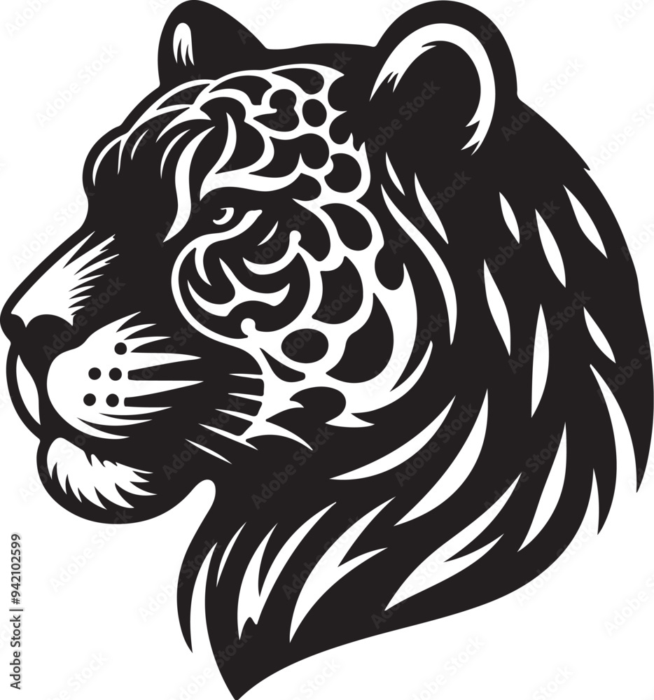 Fototapeta premium Jaguar silhouette vector style with White Background