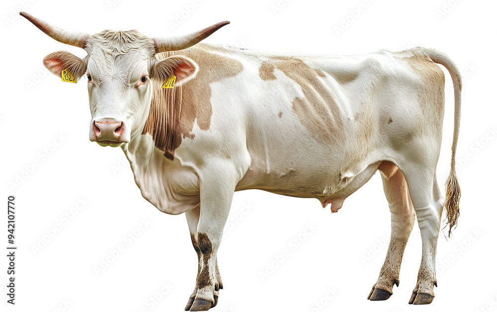 Blonde Cow isolated on white or transparent background Blonde Cow isolated on white or transparent background