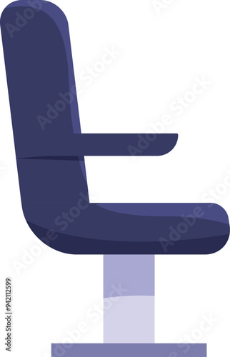 Comfortable waiting room chair standing sideways with armrest, isolated on white background