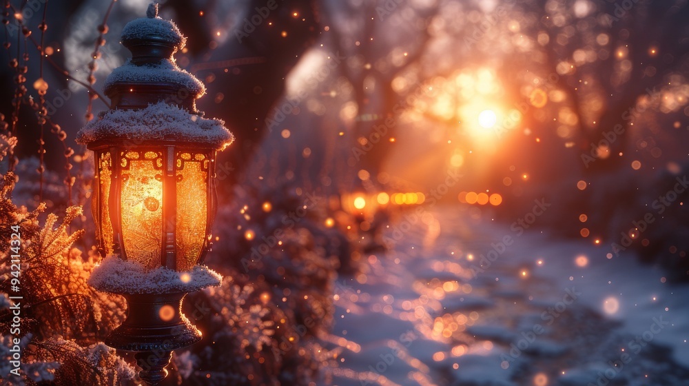 Frosty lanterns in Christmas time Frosty lanterns in Christmas time