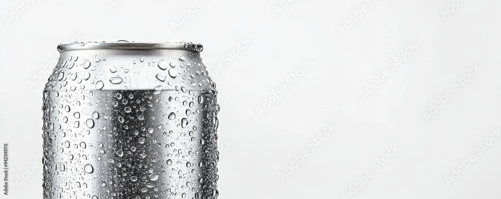 Chilled aluminum beer can with condensation droplets on a smooth surface, capturing the refreshing and thirst-quenching essence of a cold beverage on a summer day Chilled aluminum beer can with condensation droplets on a smooth surface, capturing the refreshing and thirst-quenching essence of a cold beverage on a summer day