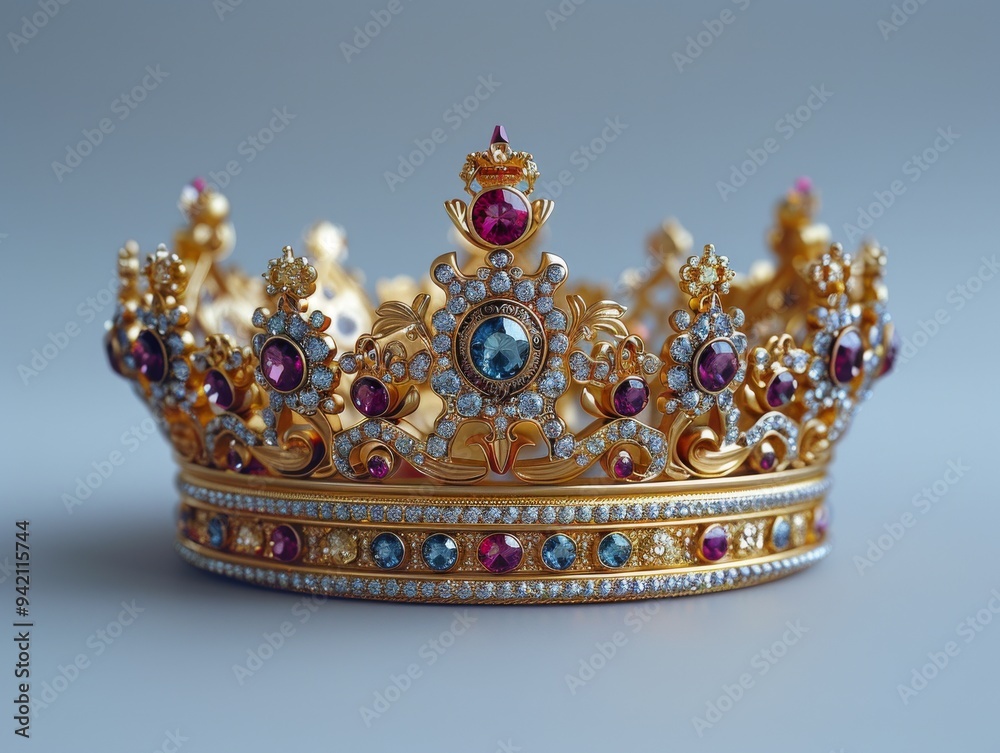 golden crown with gems on a white background golden crown with gems on a white background