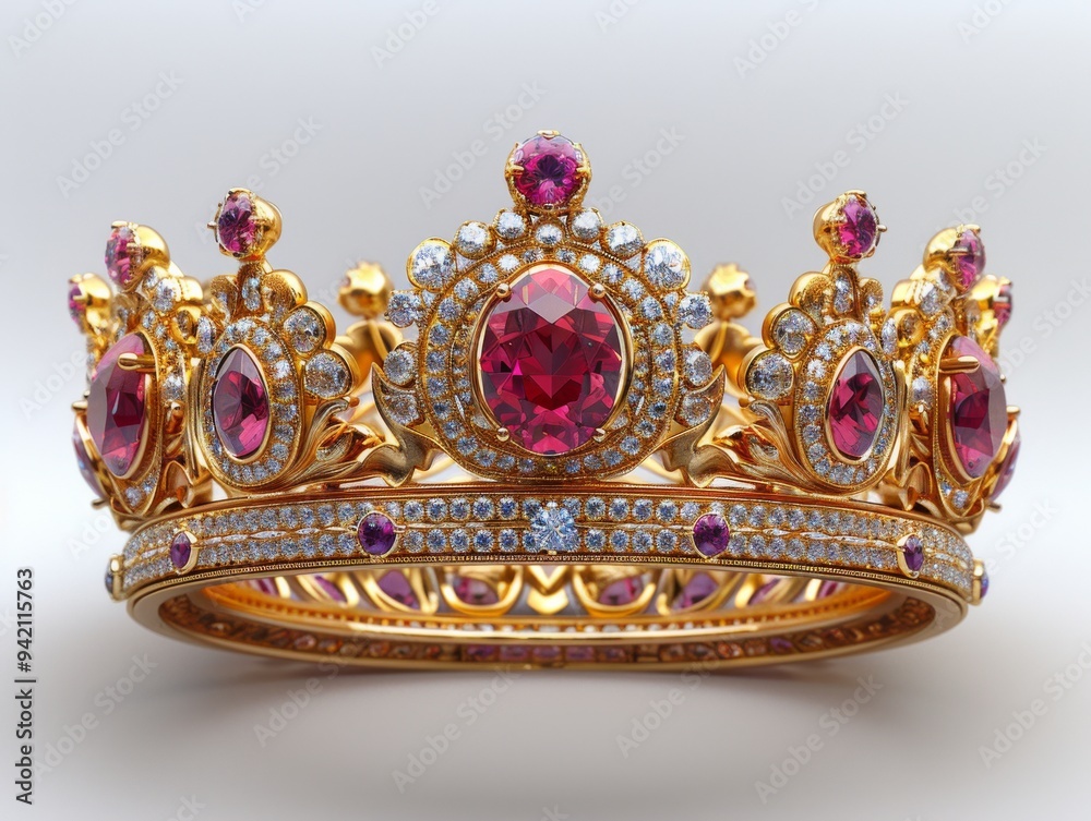 golden crown with gems on a white background golden crown with gems on a white background