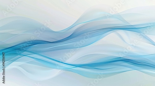 Abstract Blue Waves on White Background