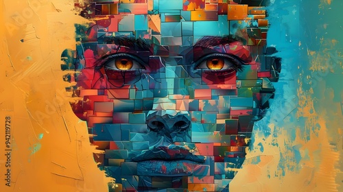 Vibrant Abstract Portraits Colorful Geometric Art Expressionism Faces Emotion | AI Generated