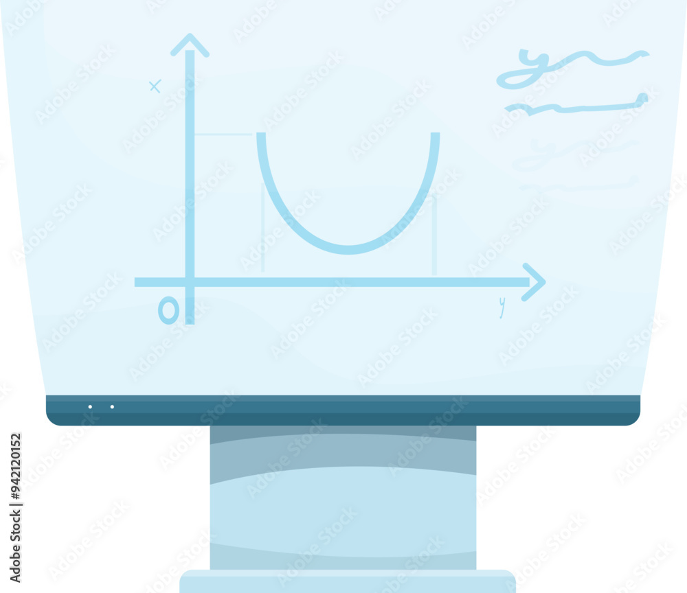 Computer monitor displaying a graph of a mathematical function, perfect for illustrating concepts in algebra, calculus, or data analysis Computer monitor displaying a graph of a mathematical function, perfect for illustrating concepts in algebra, calculus, or data analysis
