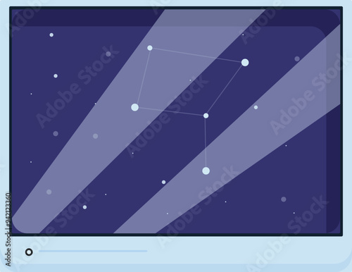 Computer monitor displaying a constellation of stars in the night sky, perfect for astronomy and space exploration themes