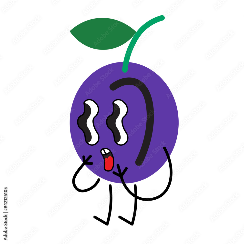 Obraz premium color isolated groovy vector fruits character. element for logo sticker poster print mascot design