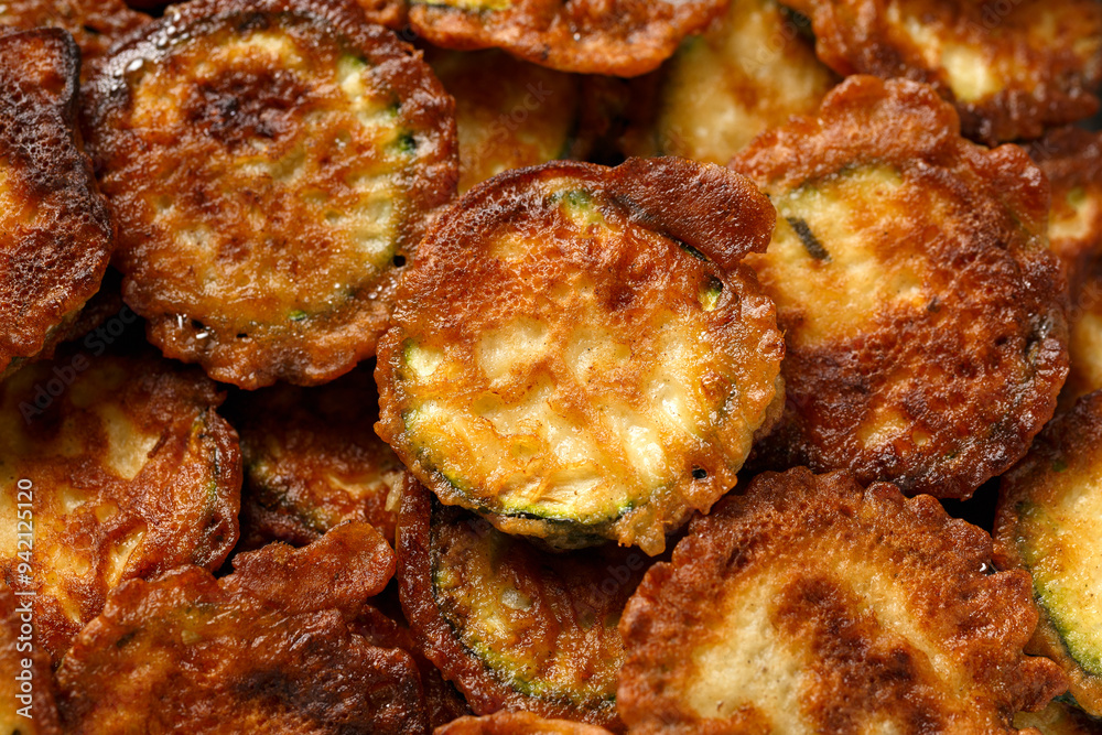 Crispy fried zucchini in butter with sauce Crispy fried zucchini in butter with sauce