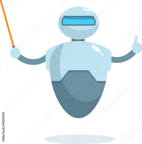 Cartoon illustration of a robot holding a pointer and explaining something