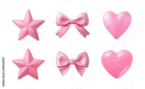 Pink Plastic Cute 3D Decorative Objects