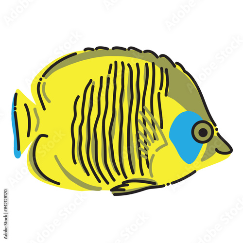 Illustration of a Semilavartus Butterfly Fish