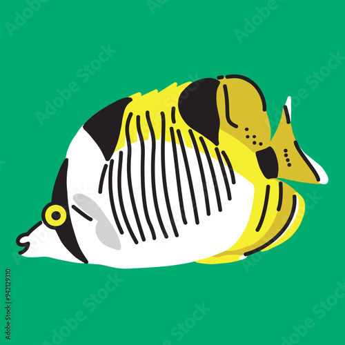 Illustration of a True Falcula Butterfly Fish
