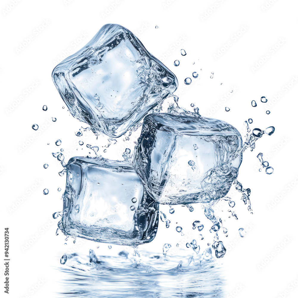 Ice cube and water cool object isolated on transparent png. Ice cube and water cool object isolated on transparent png.