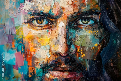 Vibrant Portrait: A Colorful Expression of Emotion and Depth photo