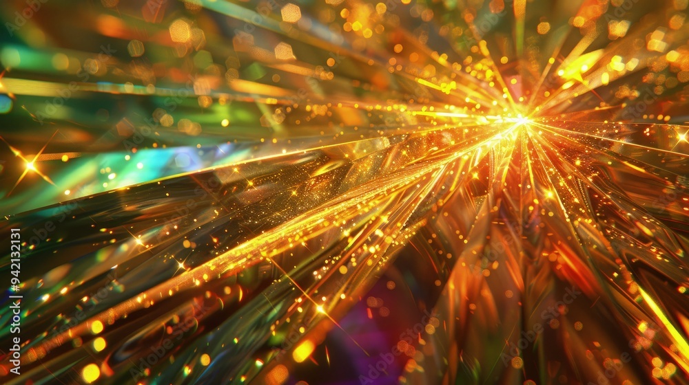 Fototapeta premium Shimmering crystals emitting mesmerizing crepuscular rays, Crystal background.