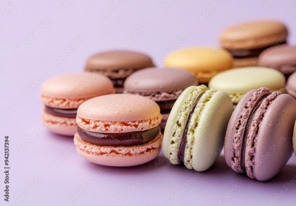 colorful macarons stacked on top of each other, with soft pastel colors colorful macarons stacked on top of each other, with soft pastel colors