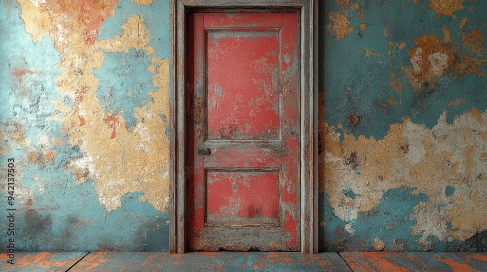 Rustic Red Doorway with Peeling Paint Rustic Red Doorway with Peeling Paint