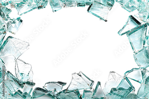 Wallpaper Mural glass shards of pure blue ice cubes frame on a white background. Torontodigital.ca