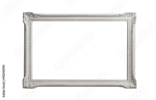 white wooden frame for design on a transparent background